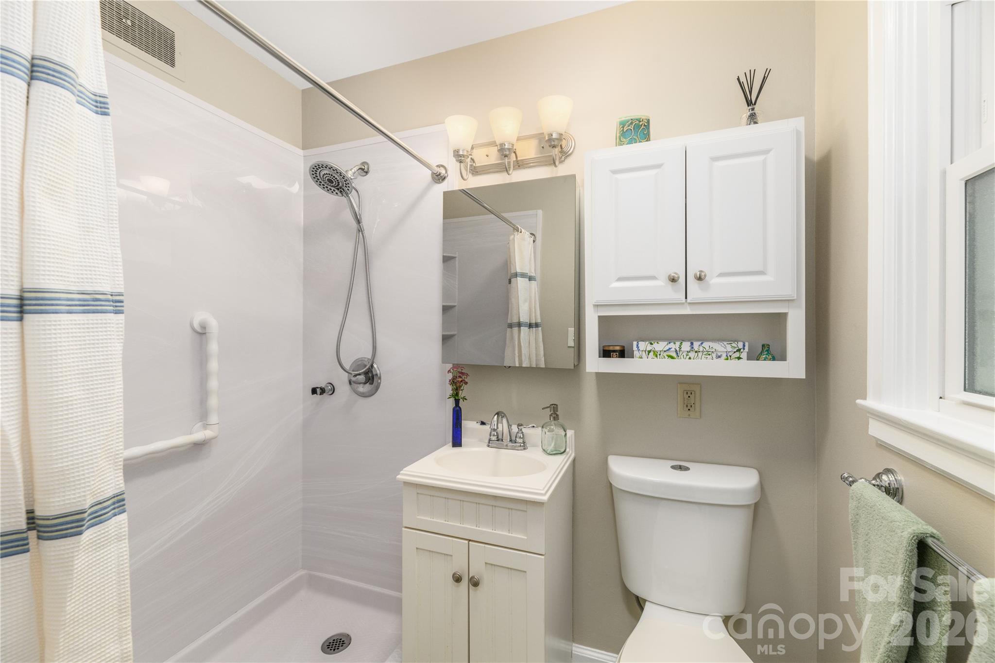 Primary en-suite bathroom with walk-in shower. - 111 Gracelyn Road, Asheville