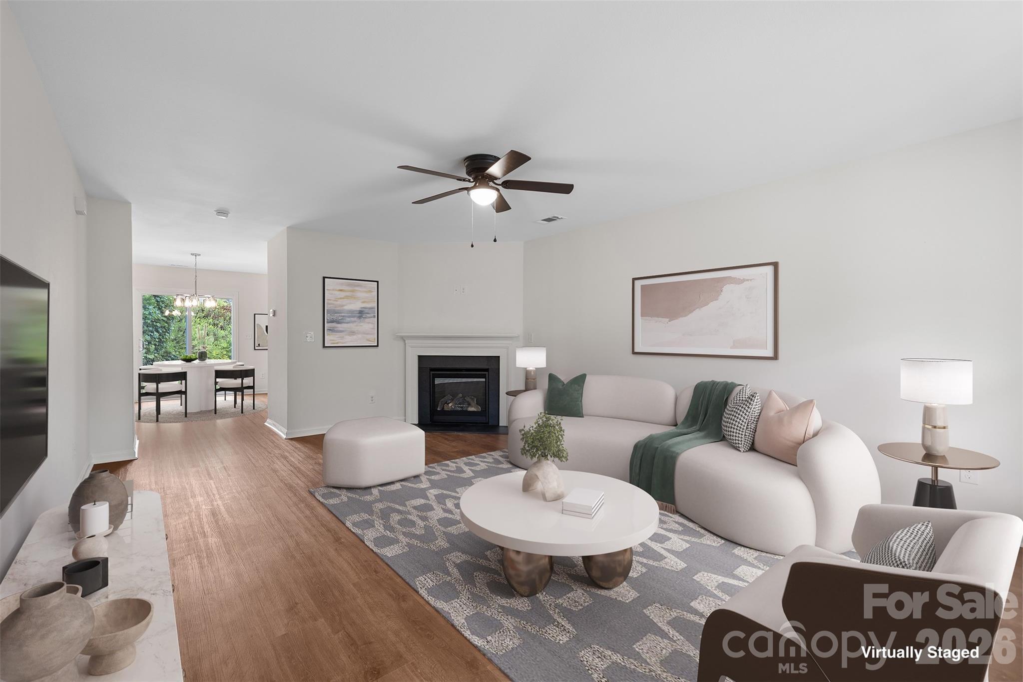 Living room virtually staged - 2824 Easton Knoll Drive, Dallas