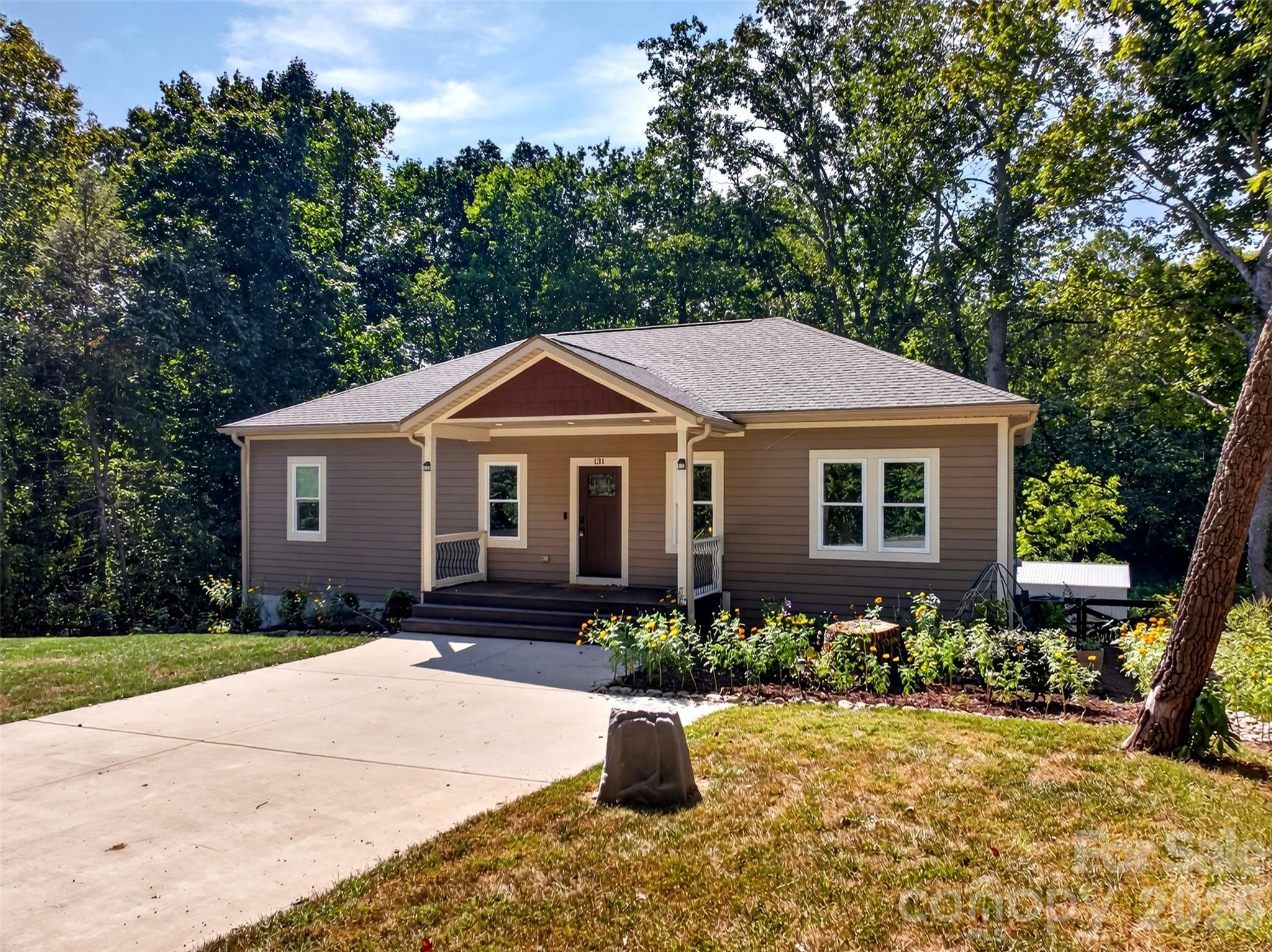 flat front yard and gardens - 131 Ridge Road, Candler
