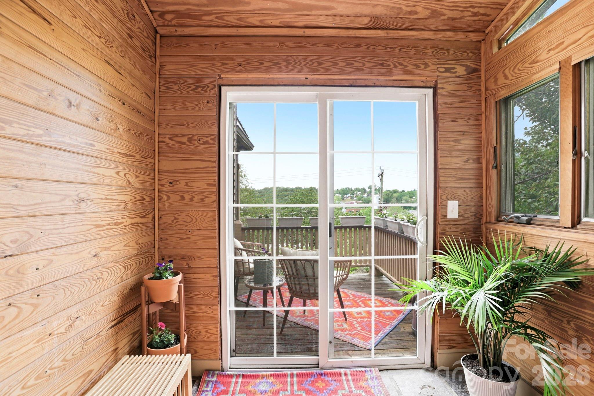 Sunroom off Kitchen leading to side sitting porch - 60 Roberts Street, Asheville