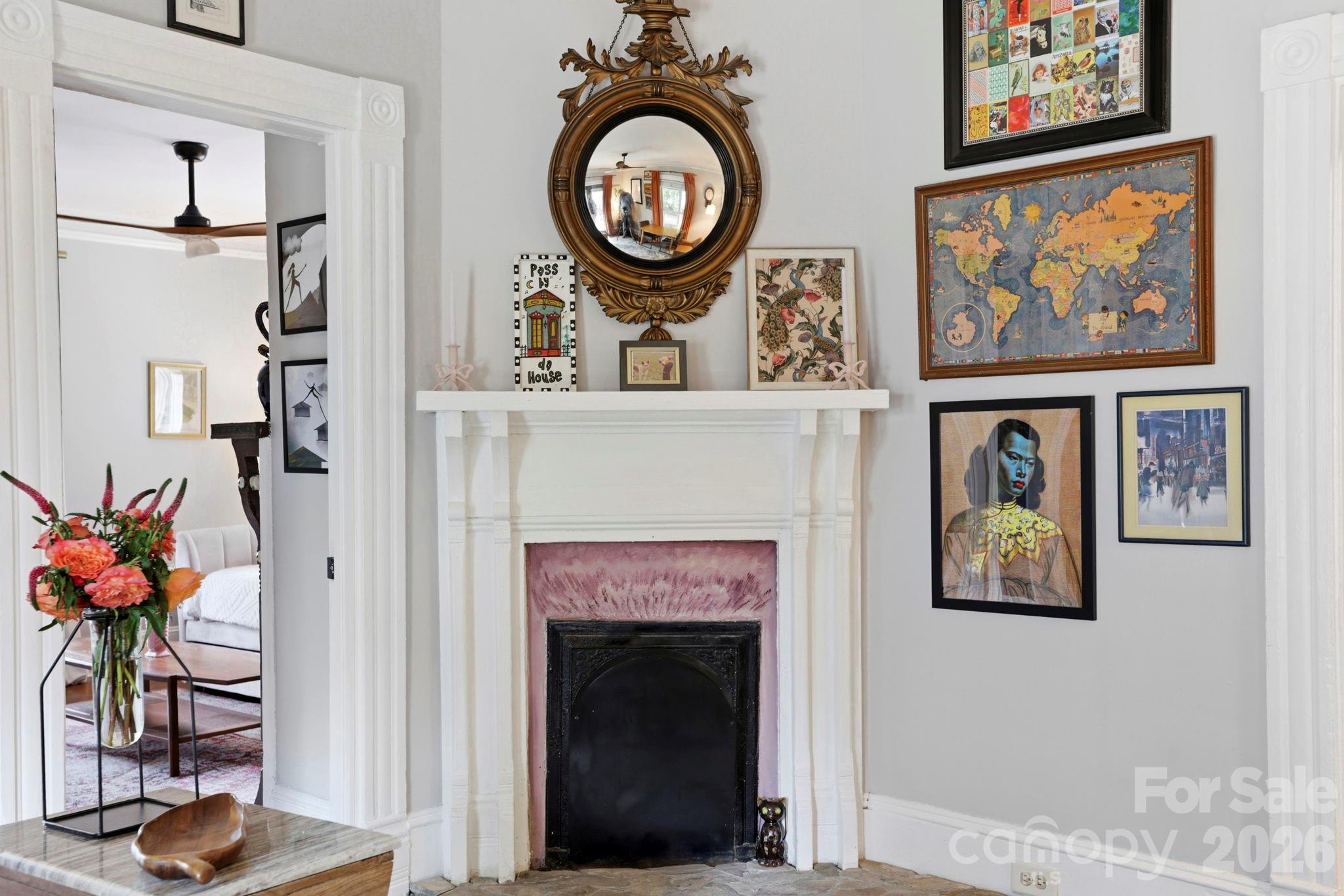 Original fireplace with all its charm - 60 Roberts Street, Asheville