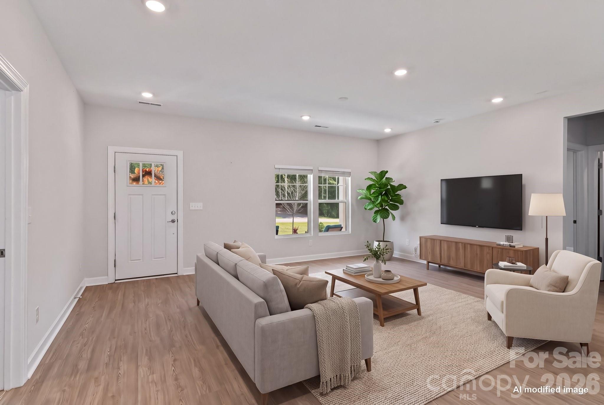 virtual staging; great room - 916 Westminster Drive, Statesville
