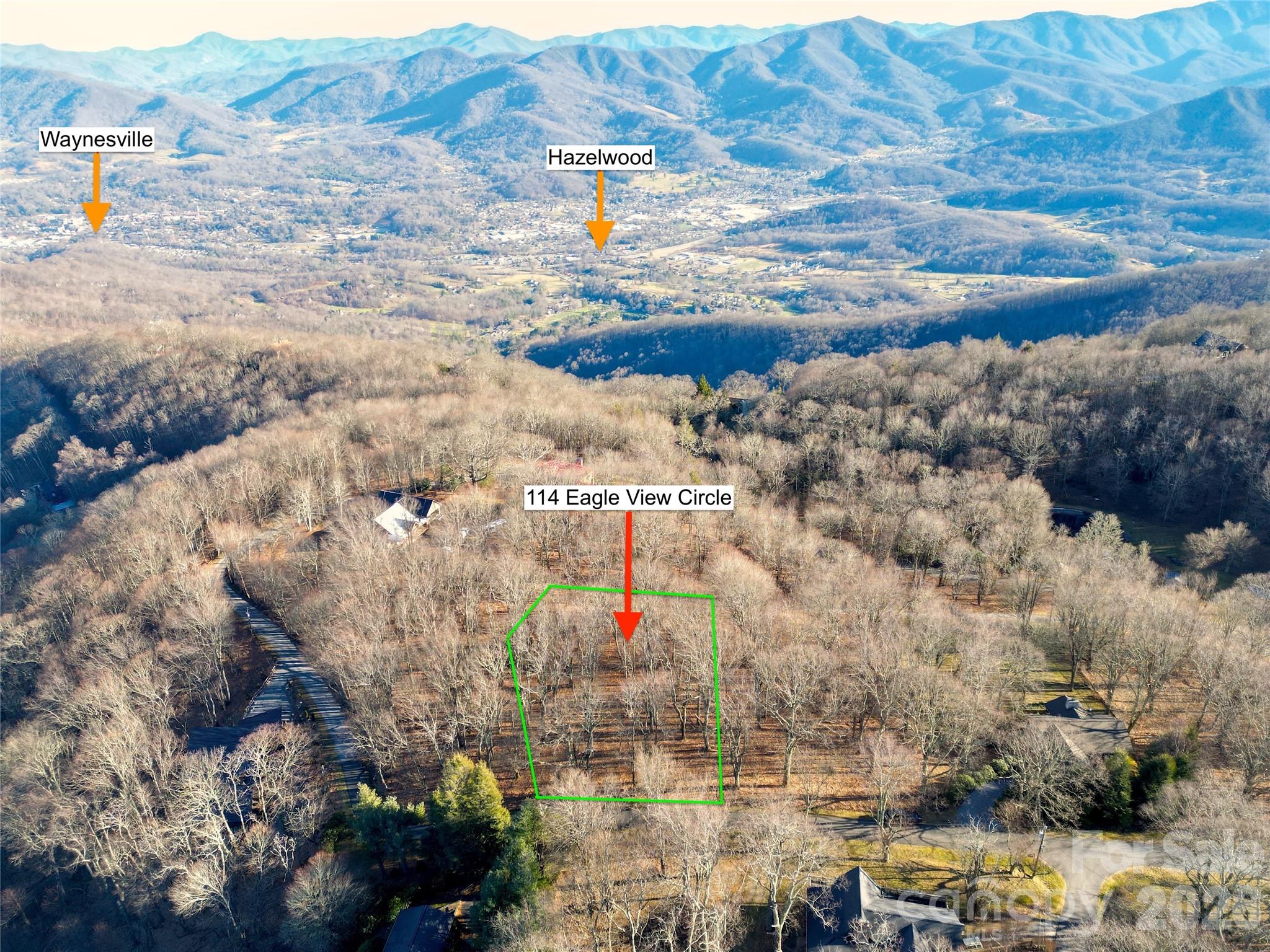 Aerial location view with approximate locations. Verify with survey. - 114 Eagle View Circle, Waynesville
