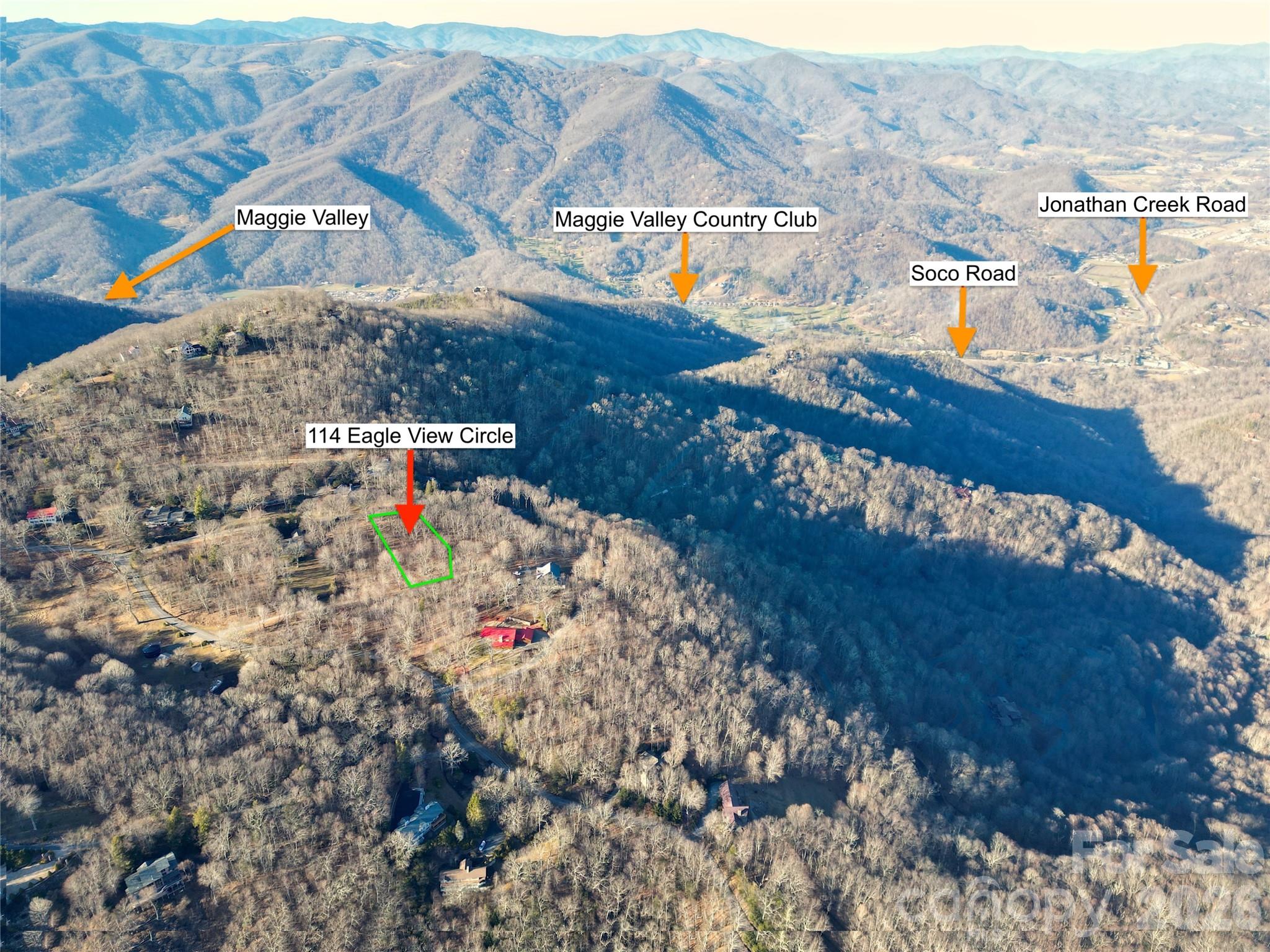 Aerial location view with approximate locations. Verify with survey. - 114 Eagle View Circle, Waynesville