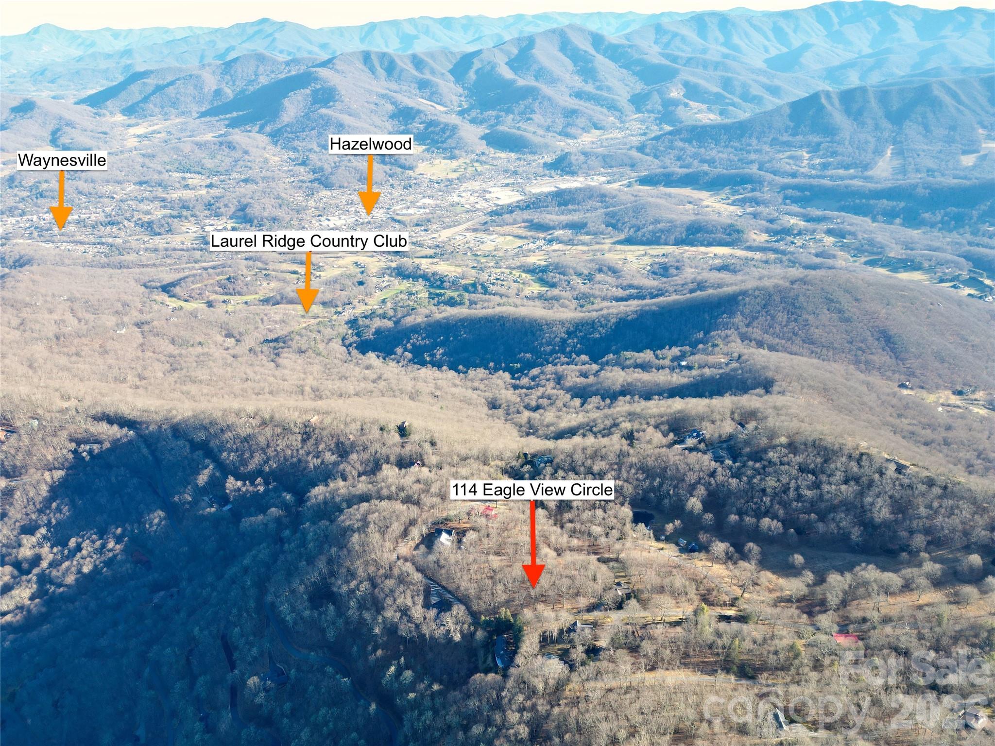 Aerial location view with approximate locations. Verify with survey. - 114 Eagle View Circle, Waynesville