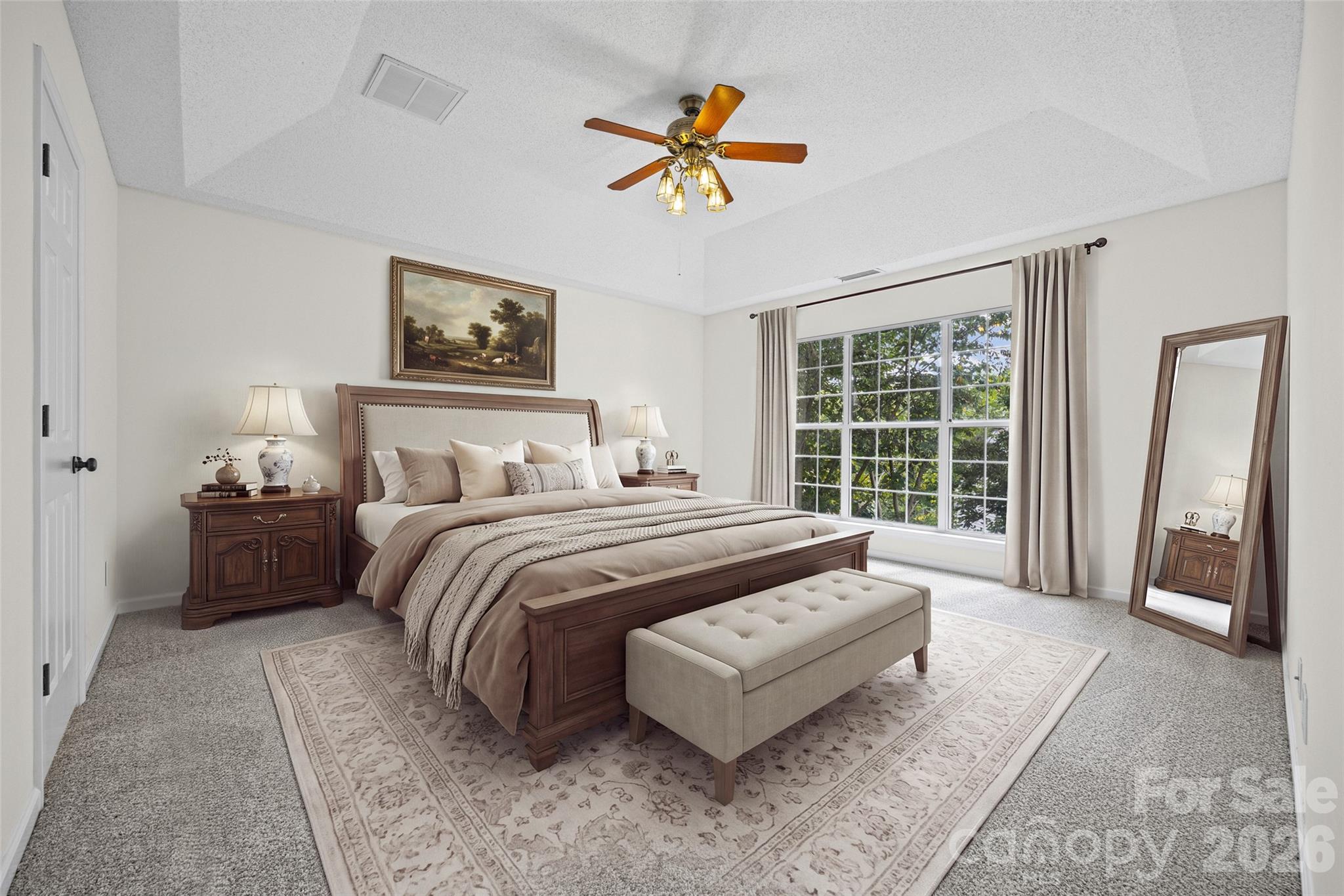 Virtually staged primary bedroom - 105 Lyman Oak Court, Fort Mill