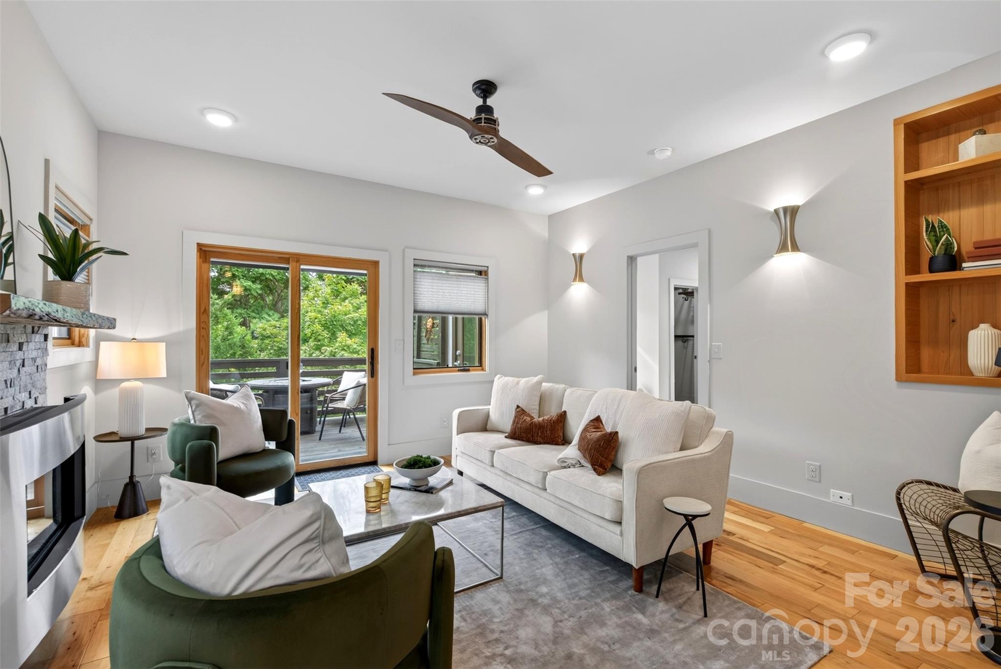Living Room w/ Doors to Back Deck - 18 Sulphur Springs Road, Asheville