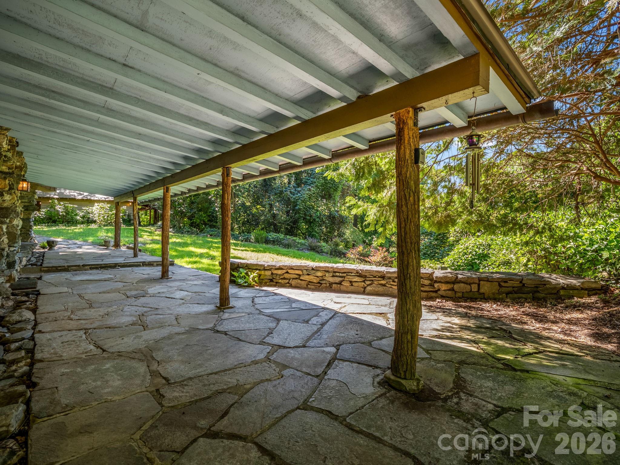 Large covered front porch and patio - 145 Stone Hedge Lane, Tryon