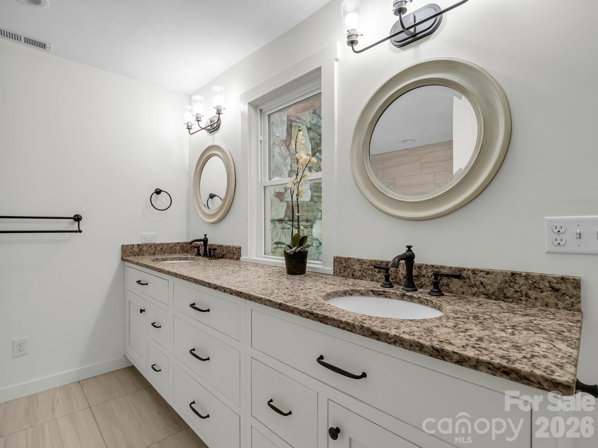 Double vanity with sold surface top - 145 Stone Hedge Lane, Tryon
