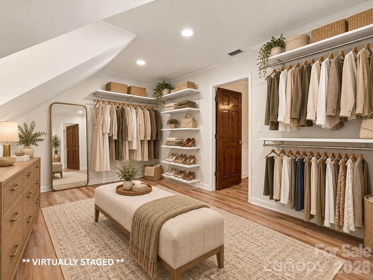 Virtually Staged Walk in Closet attached to Primary Bedroom (Your very own dressing room!) - 514 Belwood Drive, Belmont