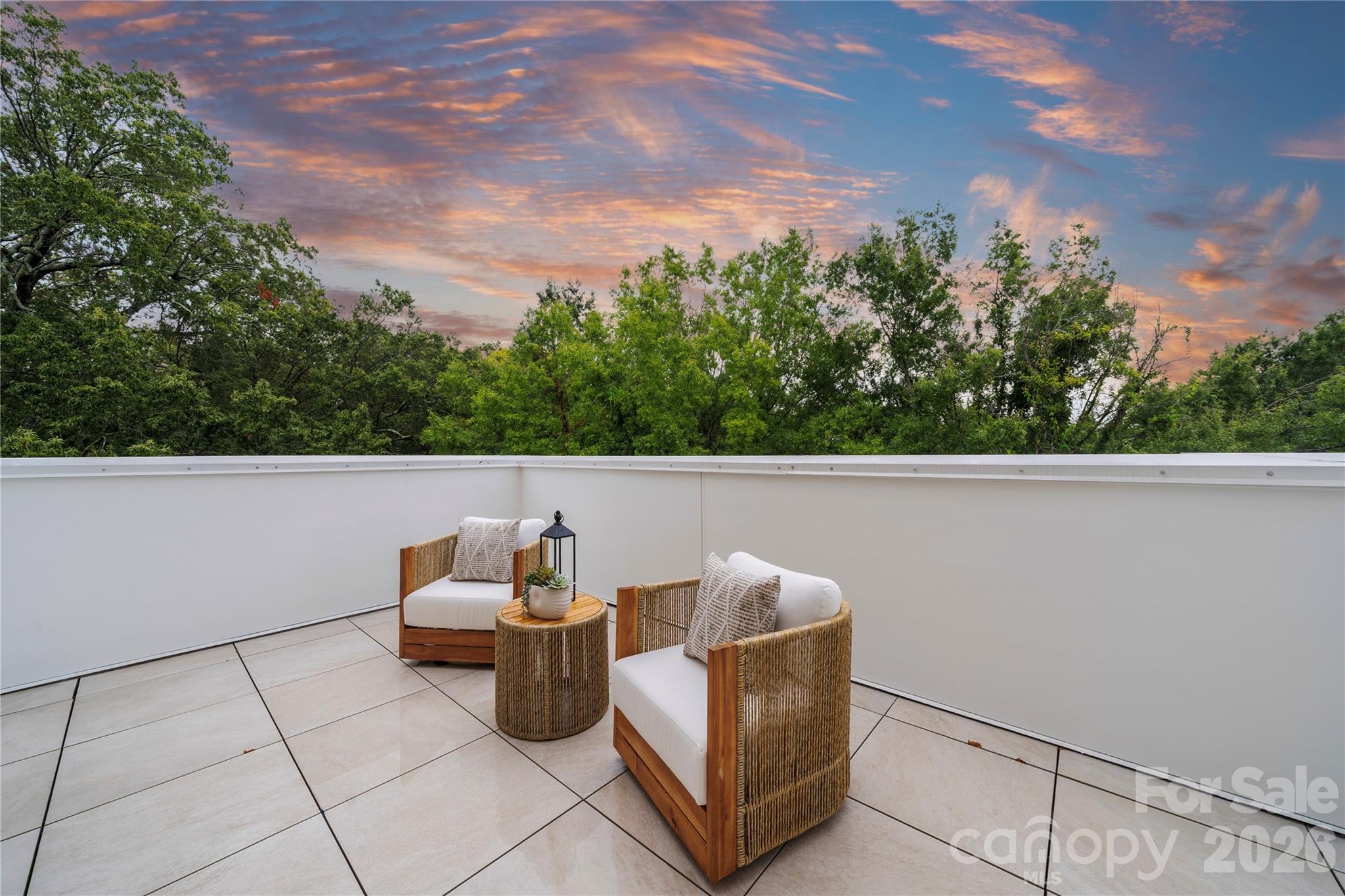 The massive outdoor terrace also provides a peaceful private seating area just outside the kitchen. Extending the dining area and providing a secluded space to enjoy this spectacular home. - 409 Queens Road, Charlotte