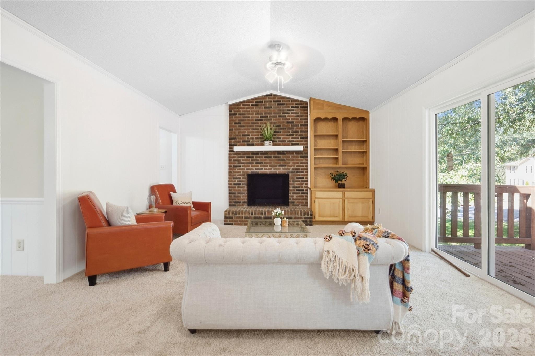 Living Room w/brick fireplace - 424 Holland Drive, Statesville