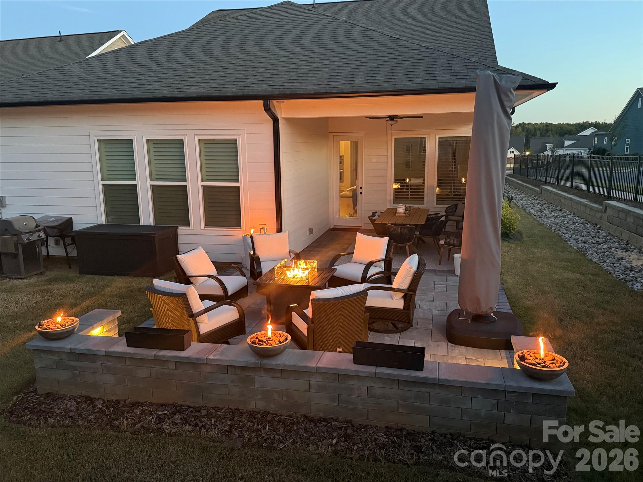 Evening Paver Patio to Covered Paver Porch - 1018 Lowland Way, Waxhaw