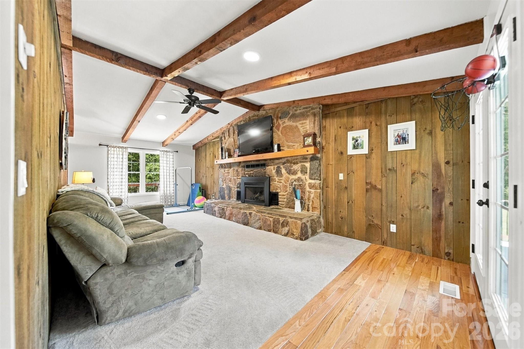 Family room with gas fireplace. - 2094 South Fork Drive, Morganton