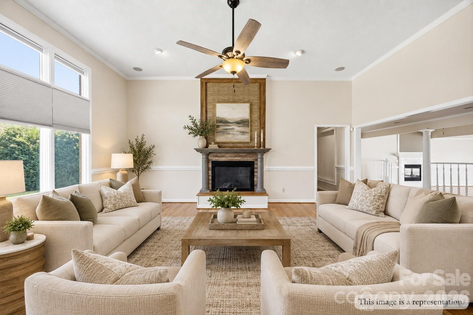 Virtually staged image for illustrative purposes only. Furniture, décor, and other visual elements shown may not be present at the property. This image is a representation of the space and is not intended to depict the property’s current condition. - 100 Country Creek Drive, Kings Mountain