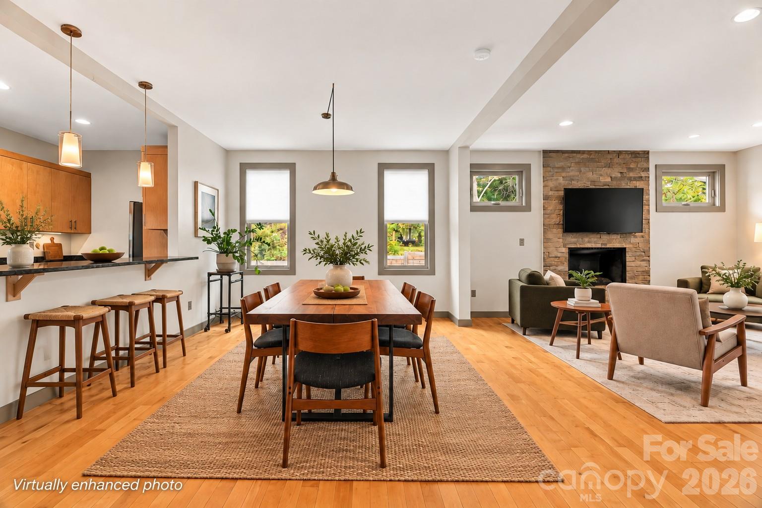 Dining Area - virtually enhance photo - 408 Old Haw Creek Road, Asheville