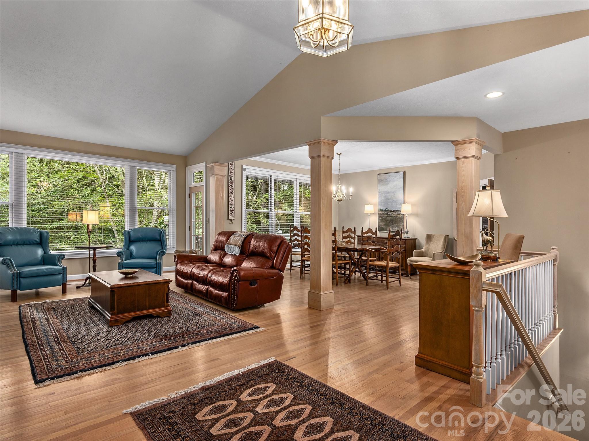 Foyer, Living Room and Dining Room View - 2509 Little River Road, Hendersonville