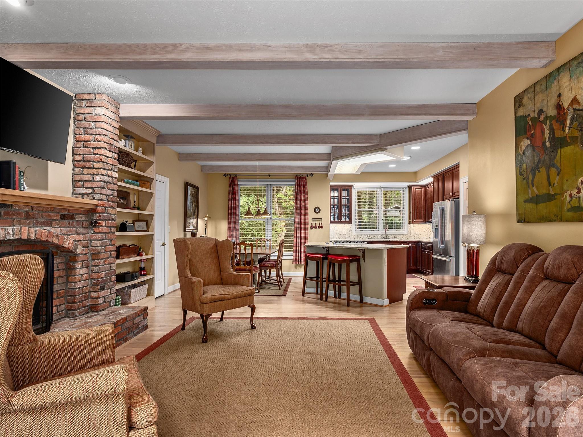 Keeping Room/Den off Kitchen with Fireplace - 2509 Little River Road, Hendersonville