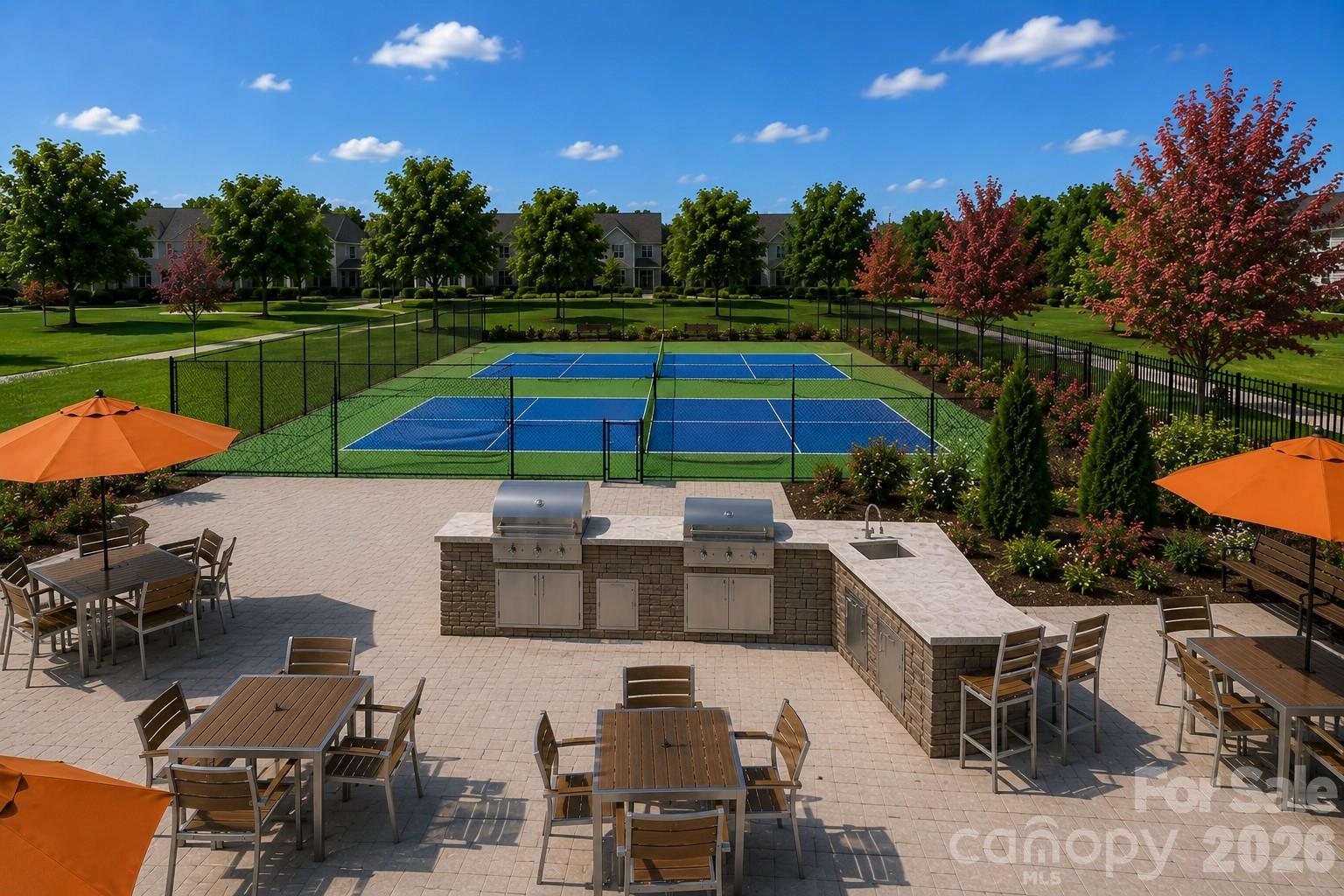 Rendering of 2 Pickle Ball Courts and Grilling Station as Part of the Amenity Center - 6565 Fire Lily Lane, Charlotte