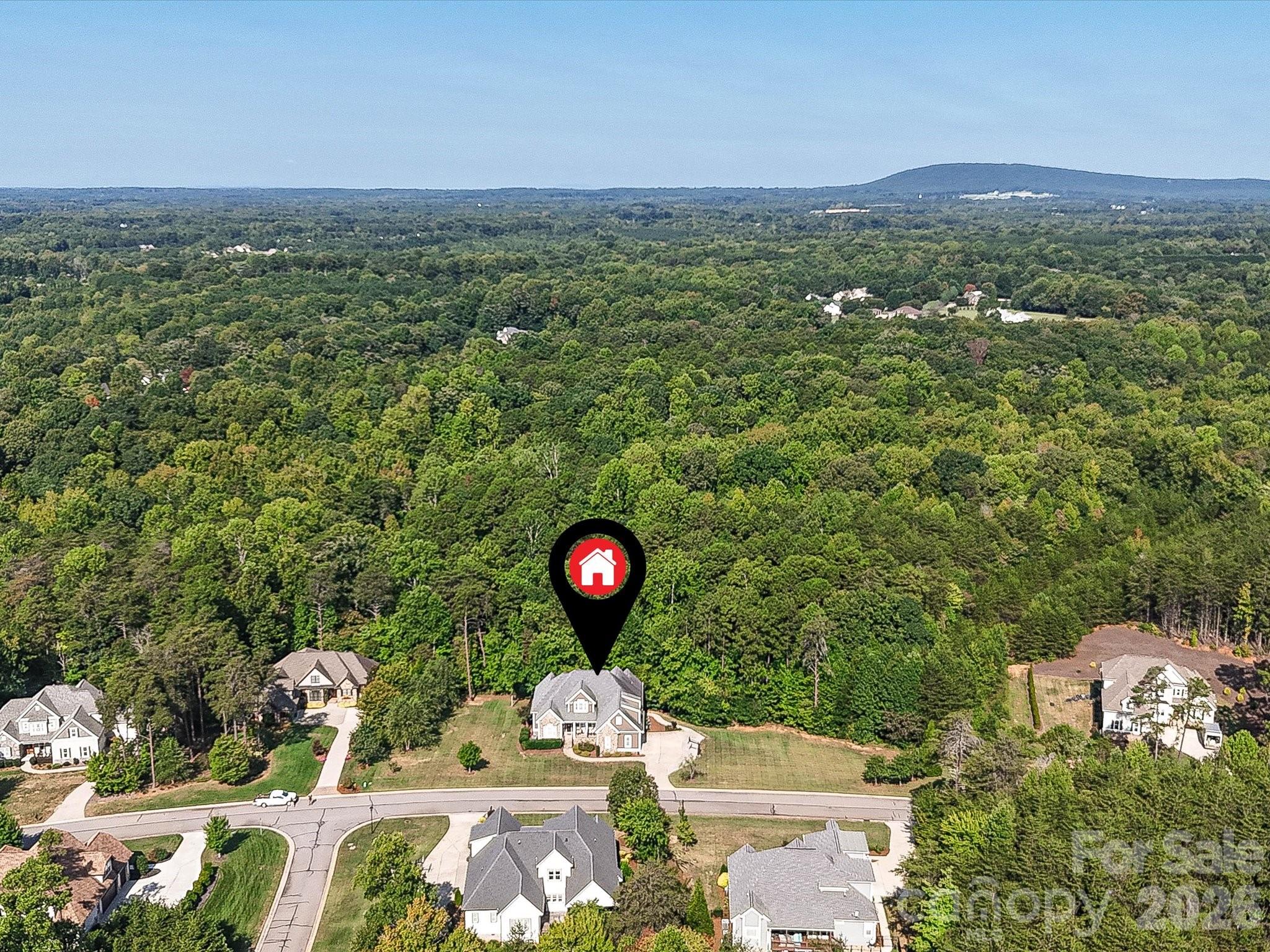 Aerial views showcase the home’s impressive setting on a spacious homesite surrounded by mature trees, expansive lawn, and a peaceful residential backdrop. - 3167 James Plantation Drive, Denver
