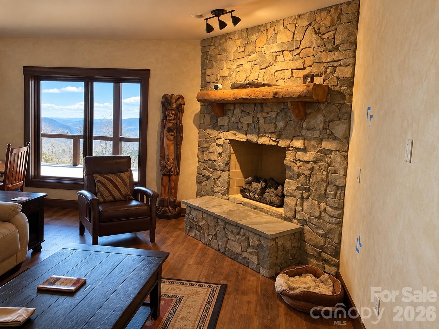 Floorplan for downstairs has an open flex space (this one has a fireplace and second family room). - 30 Finlaystone Trace, Waynesville