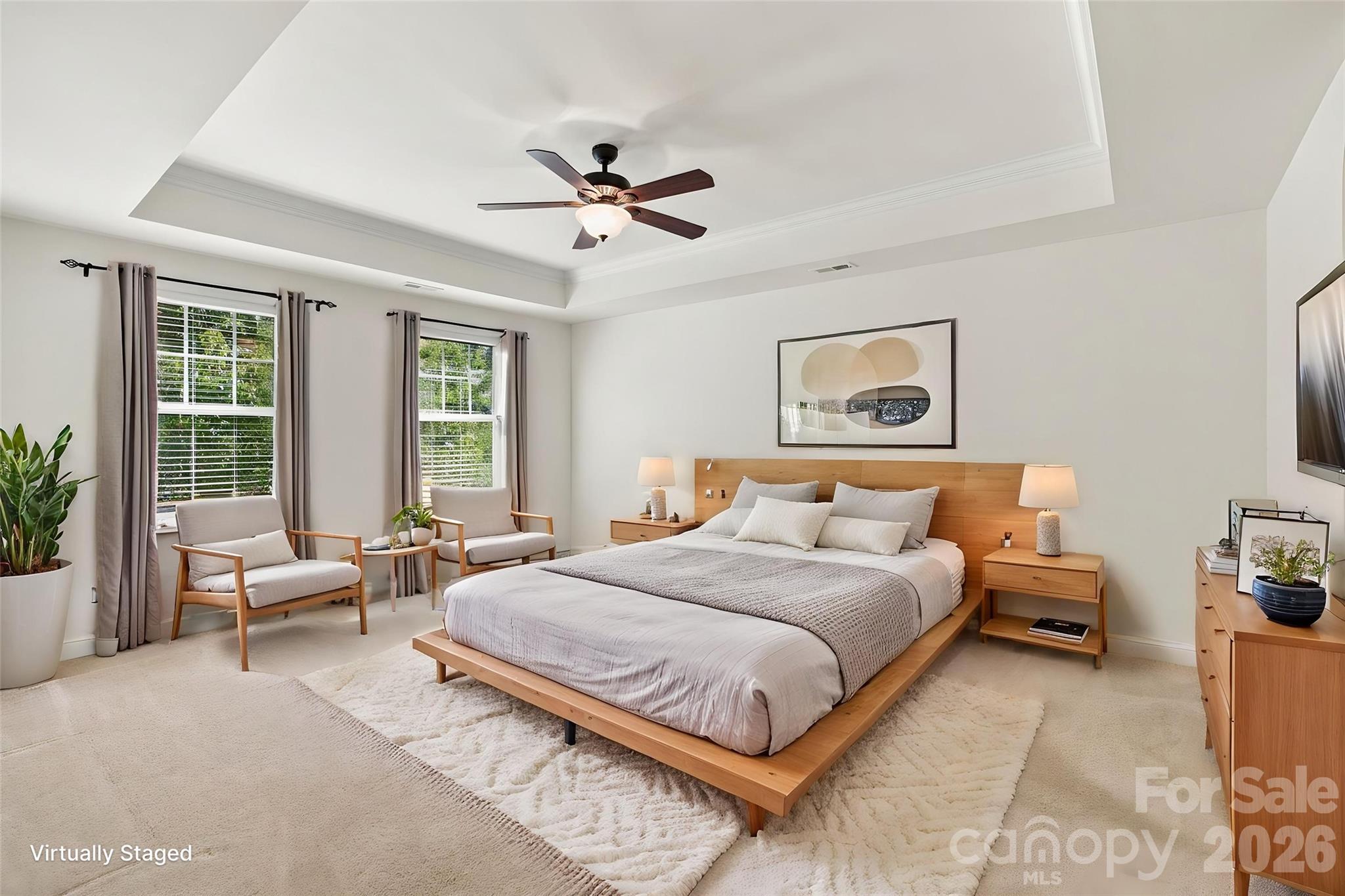 Primary Bedroom Virtually Staged - 146 Northbridge Drive, Mooresville