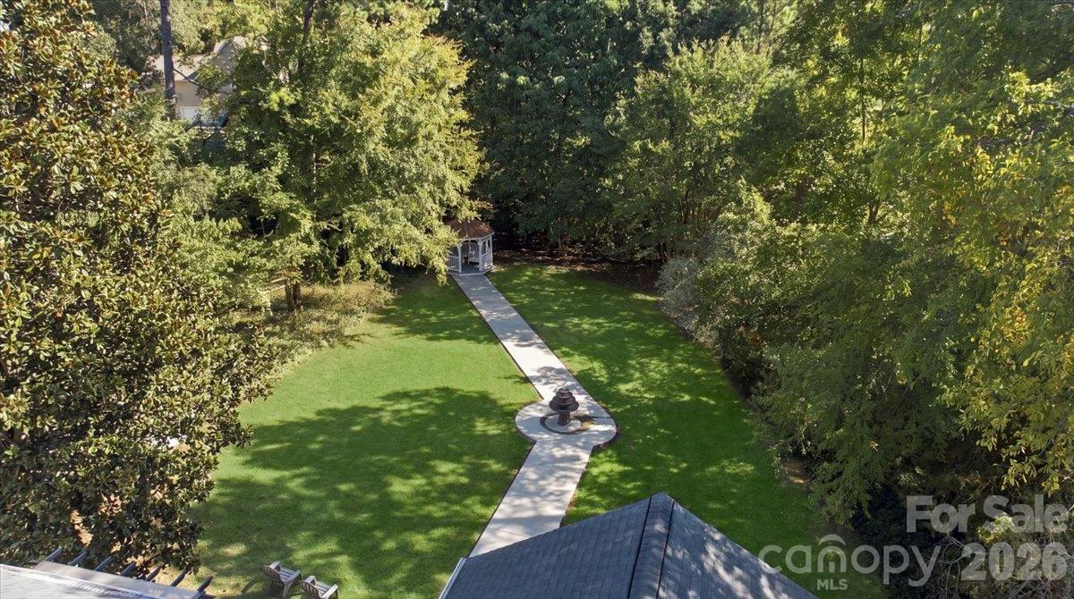 large private backyard with gazebo and fountain - 178 Cove Creek Loop, Mooresville