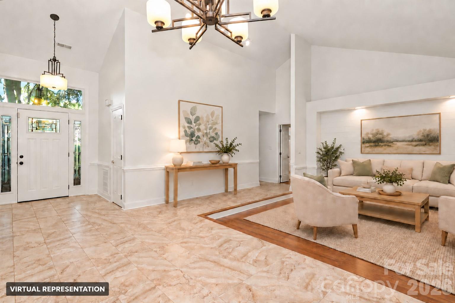 Foyer to living area - 9931 Deer Spring Lane, Charlotte