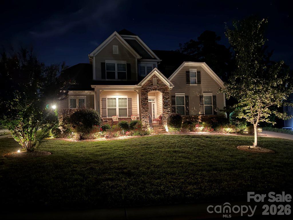 Front view at dusk - 2001 Hampshire Court, Indian Trail