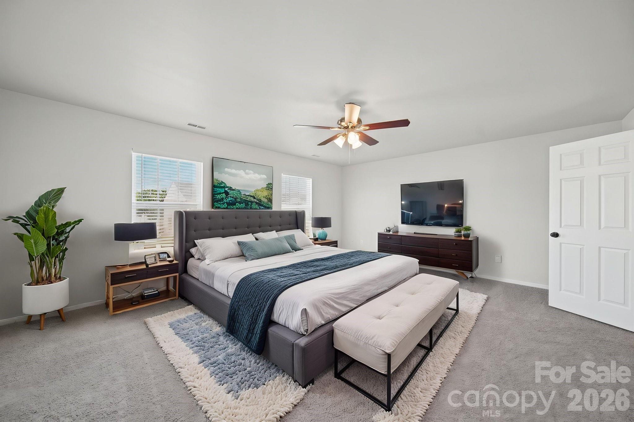 Primary Bedroom - Virtually Staged - 1820 Rustic Barn Drive, Huntersville