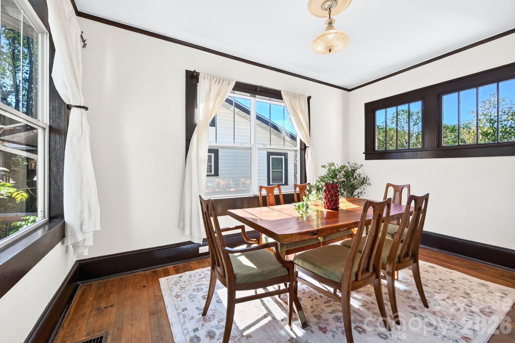 Bright Dining Room with Original Transom Window - 201 Logan Avenue, Asheville