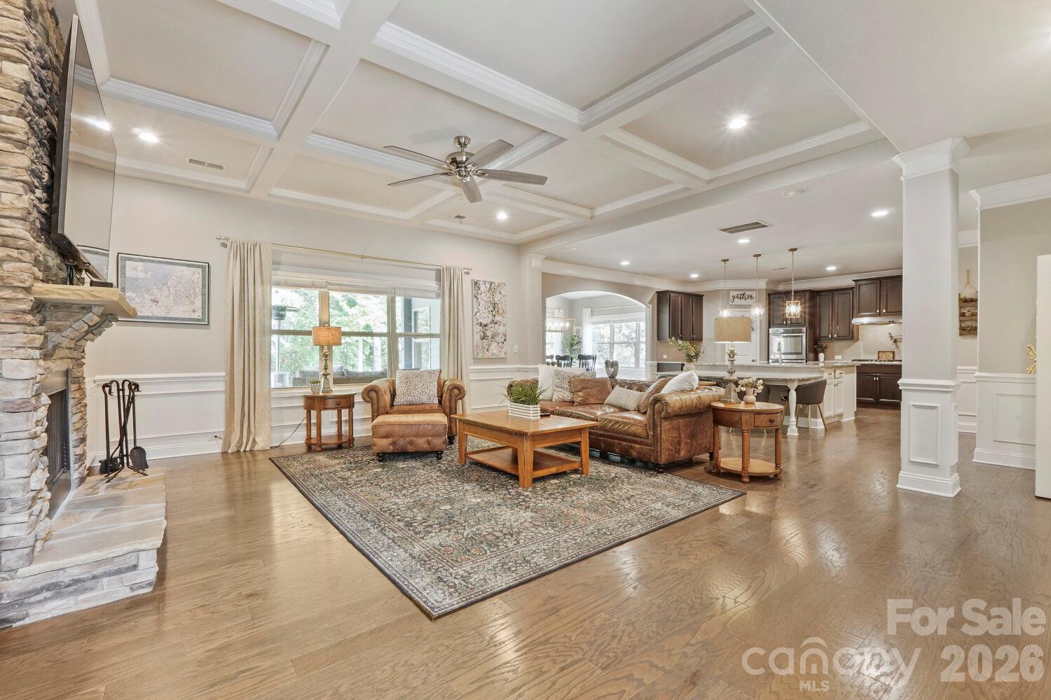 Living Room w/Coffered Ceiling - 2944 Donegal Drive, Kannapolis