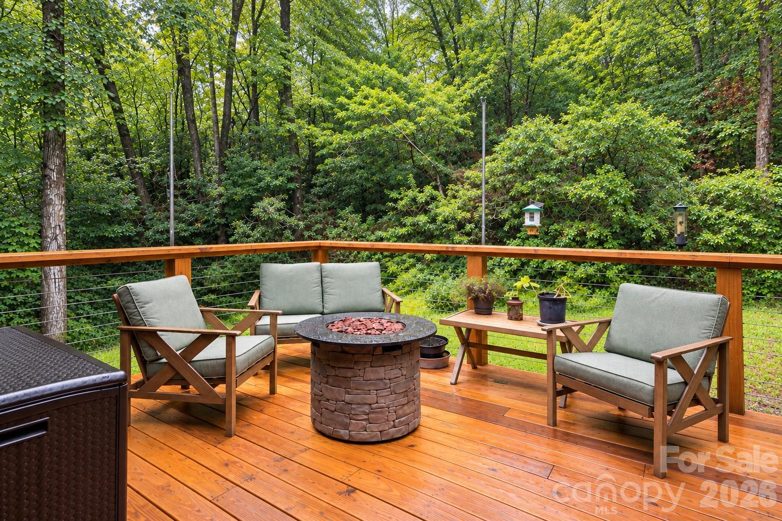 space deck for grilling and firepit - 19 Forge Drive, Mills River