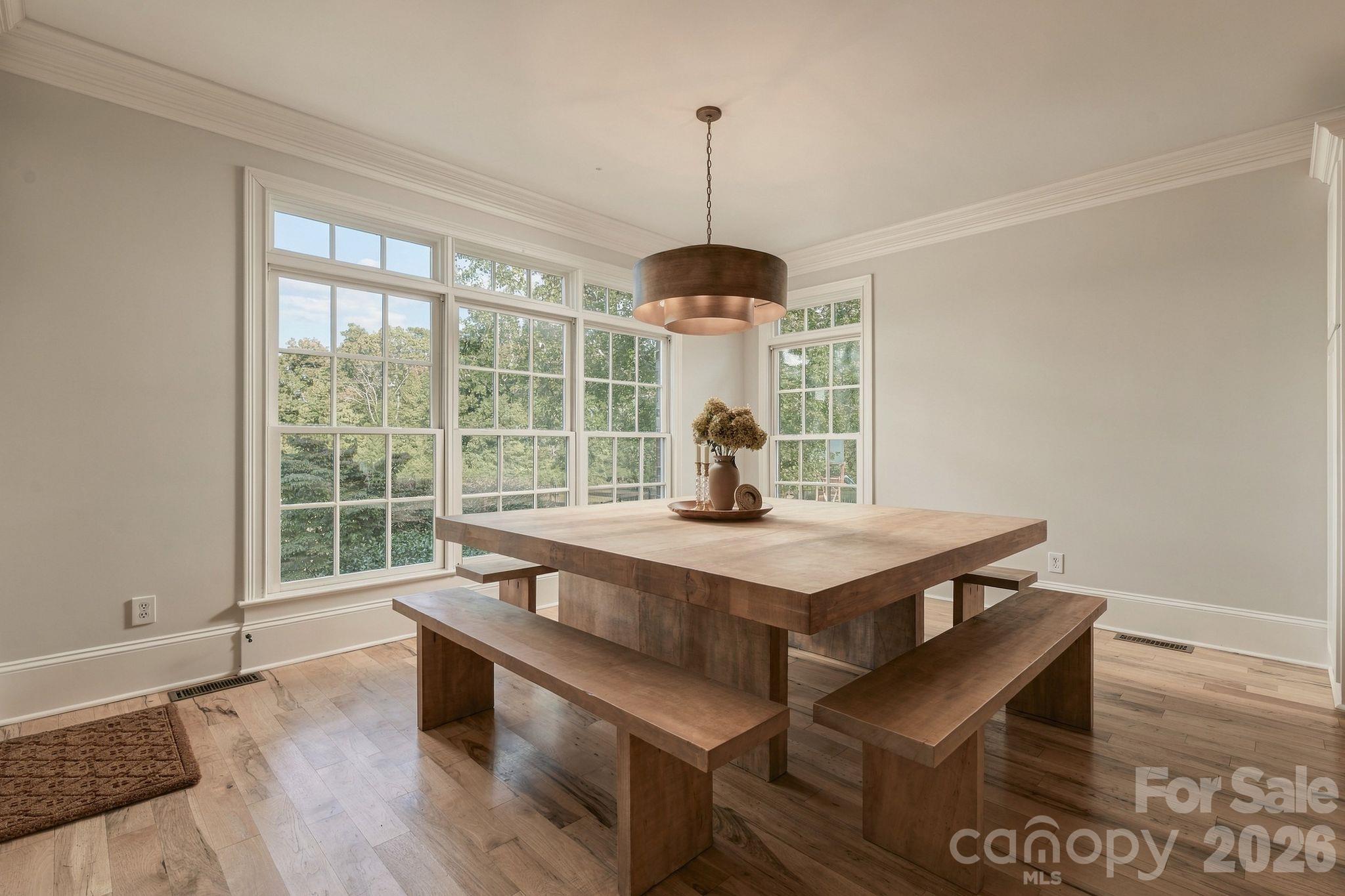Breakfast nook offers views of estate grounds - 7275 Flowes Store Road, Concord