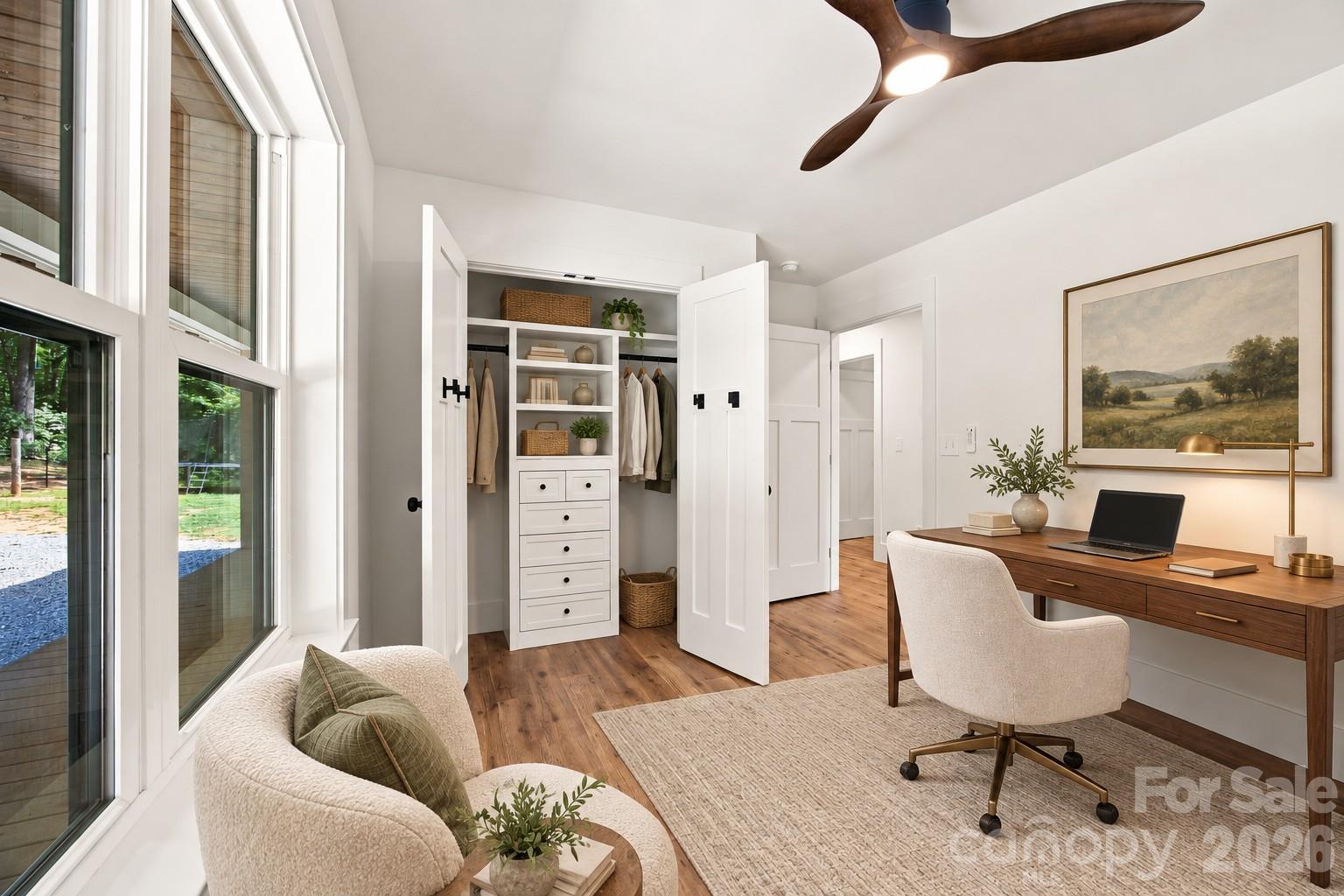 Virtually Staged Bedroom 2 as Home Office concept - 5663 Mundy Road, Denver