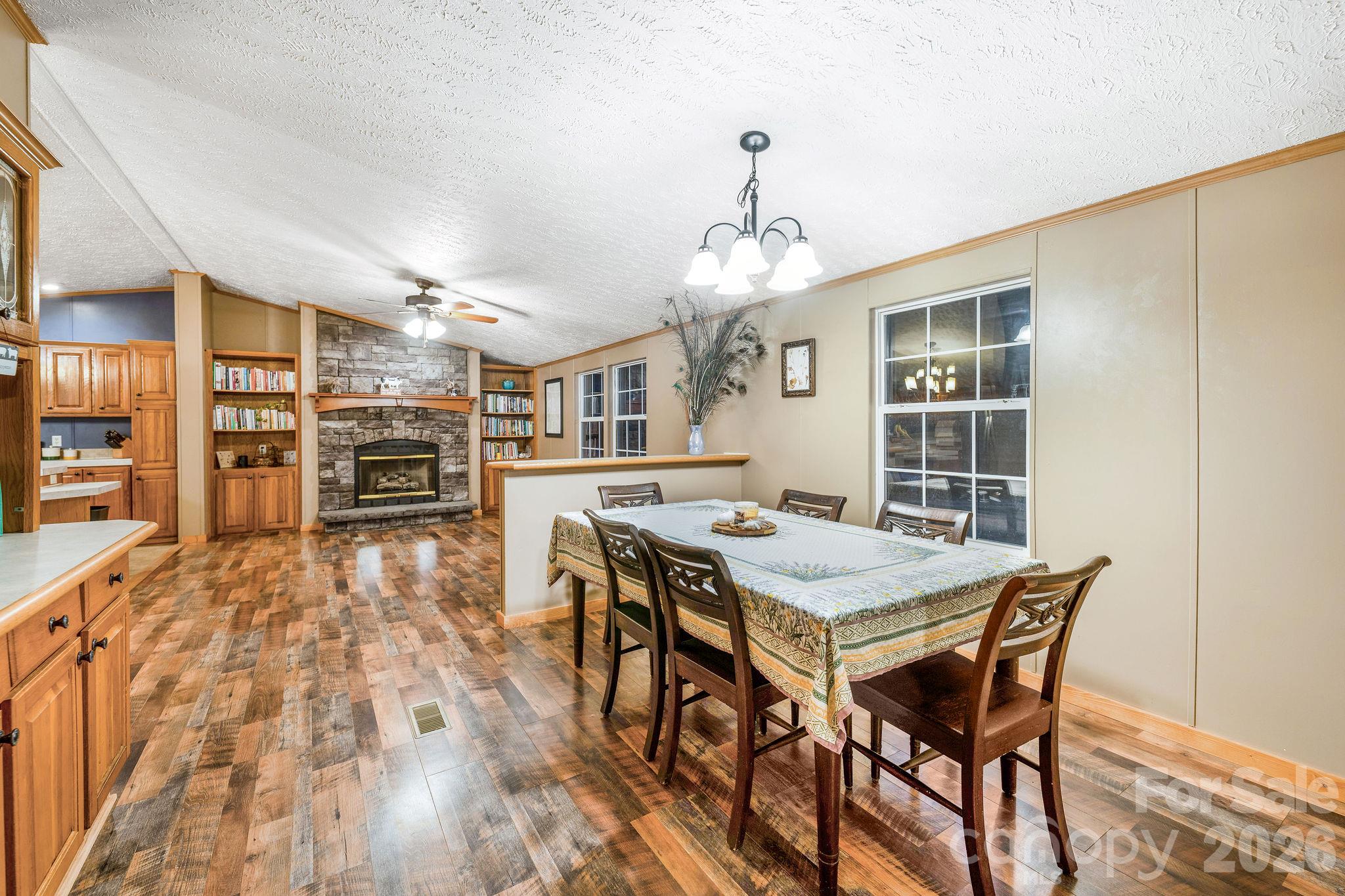 View of dining room and den. - 1102 Price Town Road, Clyde