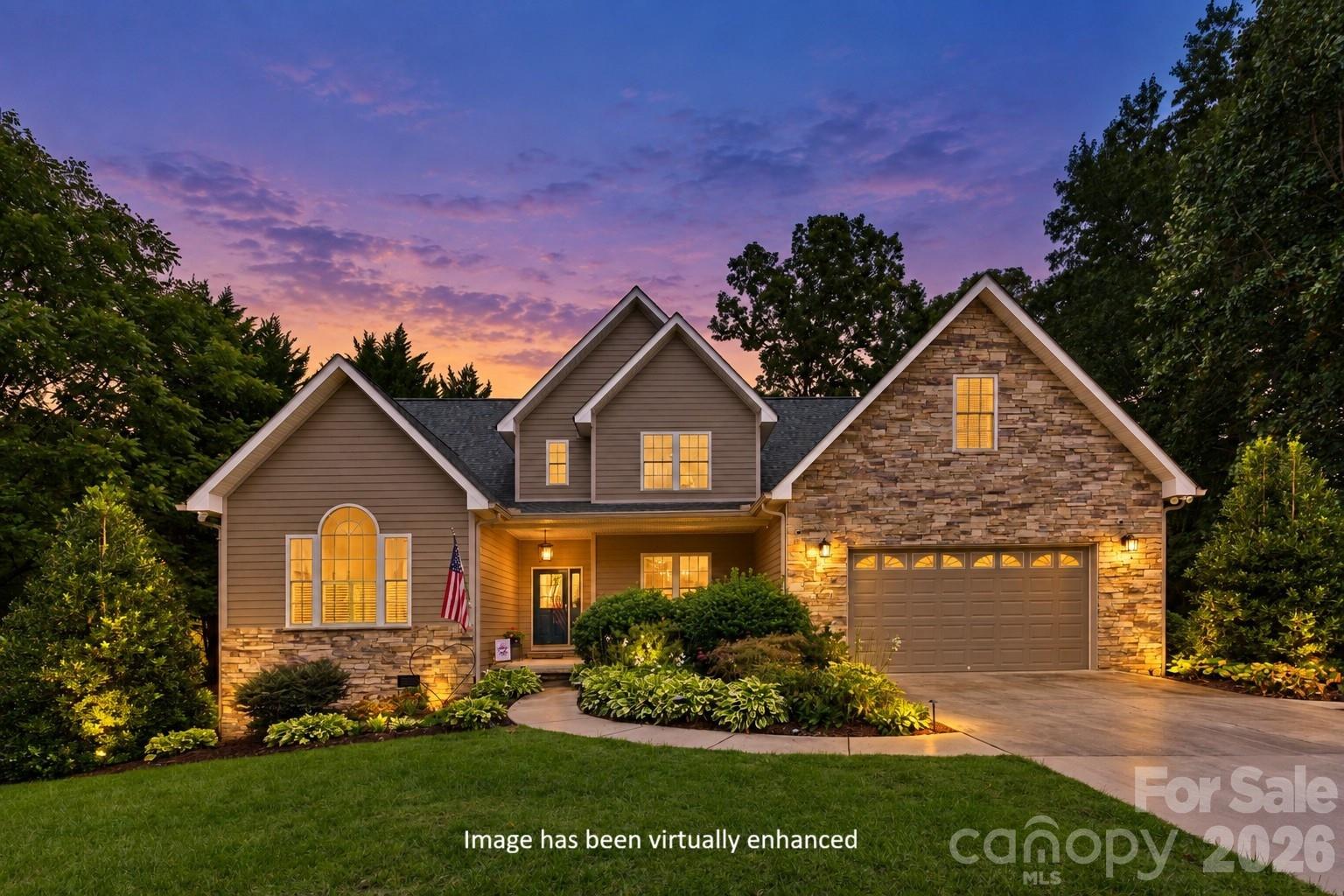 Front of Home at Twilight - virtually enhanced - 47 Drakes Meadow Lane, Arden