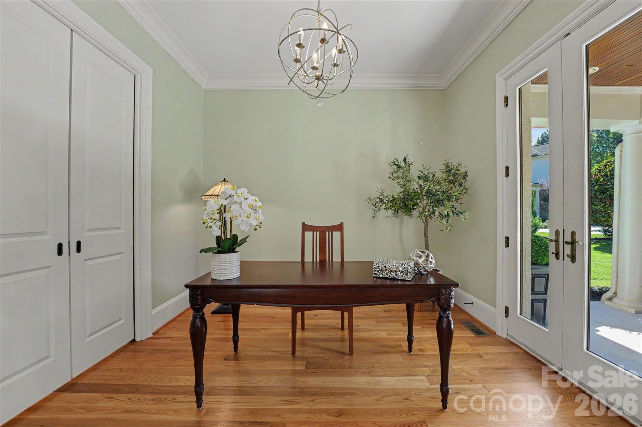 Office located main floor just off the foyer with double glass french doors for privacy. - 109 Fitchburg Court, Mooresville