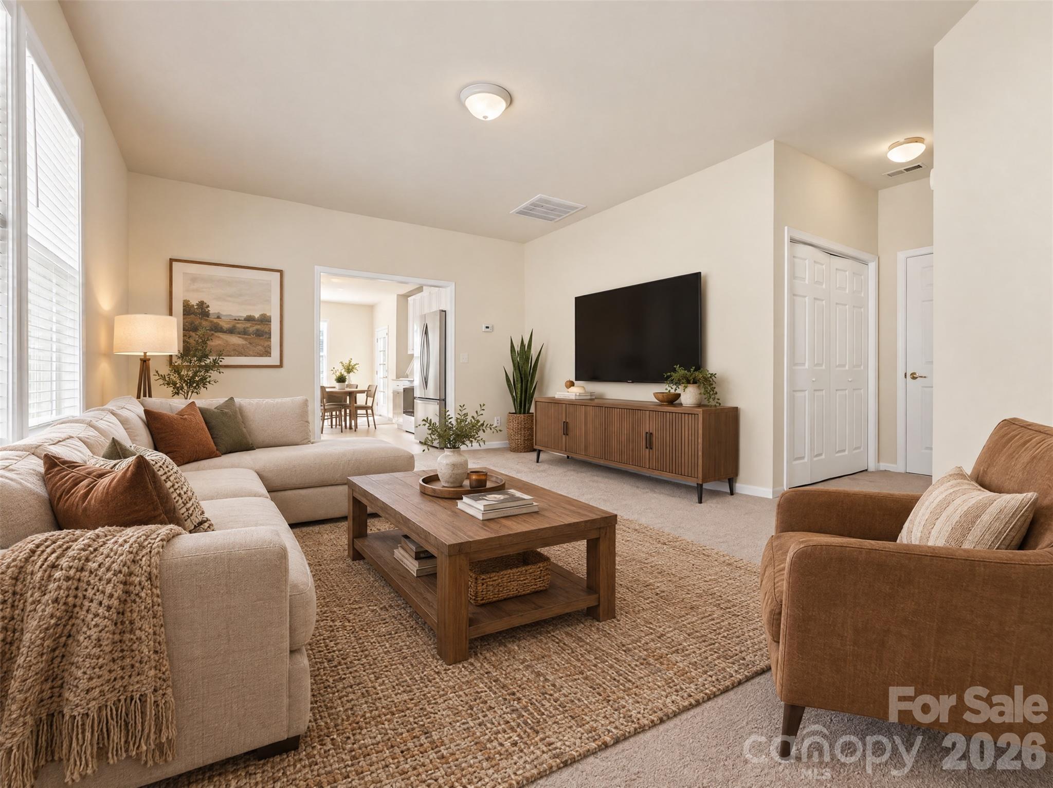 Virtually staged living room - 15 Chowan Drive, Fletcher