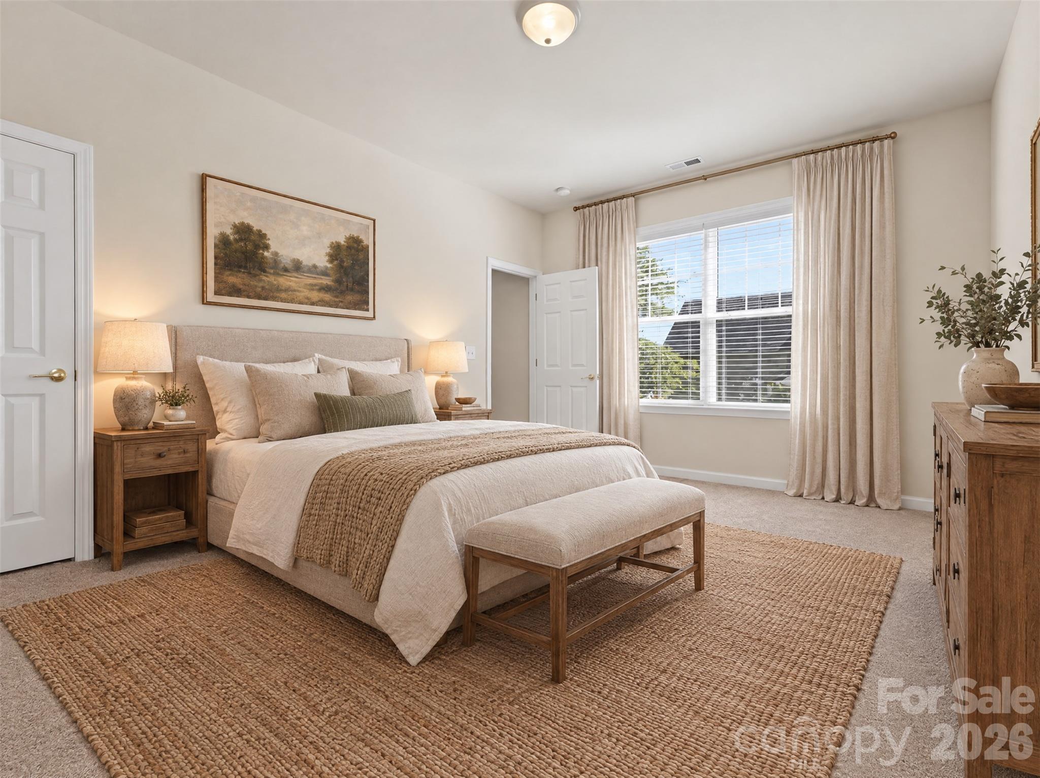 Virtually staged primary bedroom - 15 Chowan Drive, Fletcher