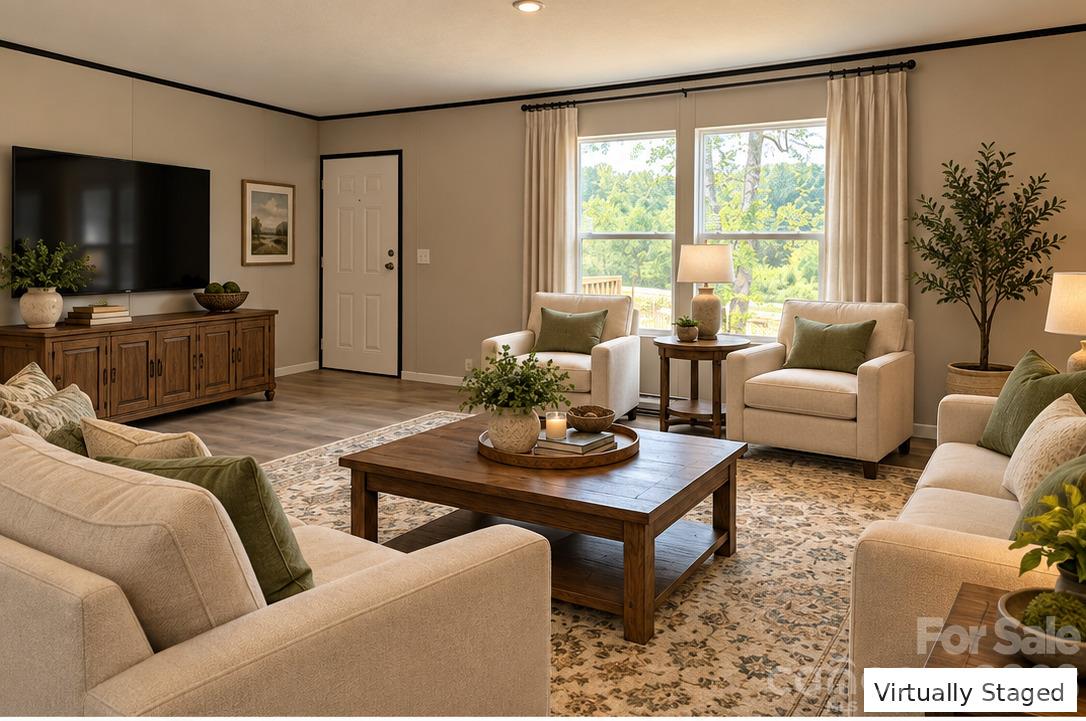 Living Room Virtually Staged - 1066 Gold Mine Drive, Catawba