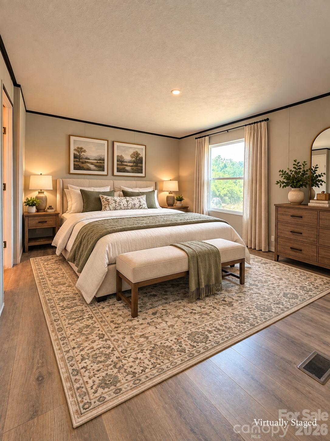 Master bedroom virtually staged - 1066 Gold Mine Drive, Catawba
