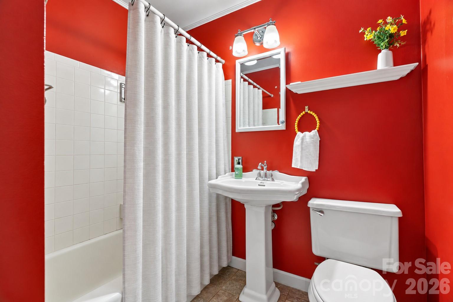 Guest bathroom on main level. - 18 Northwood Road, Asheville