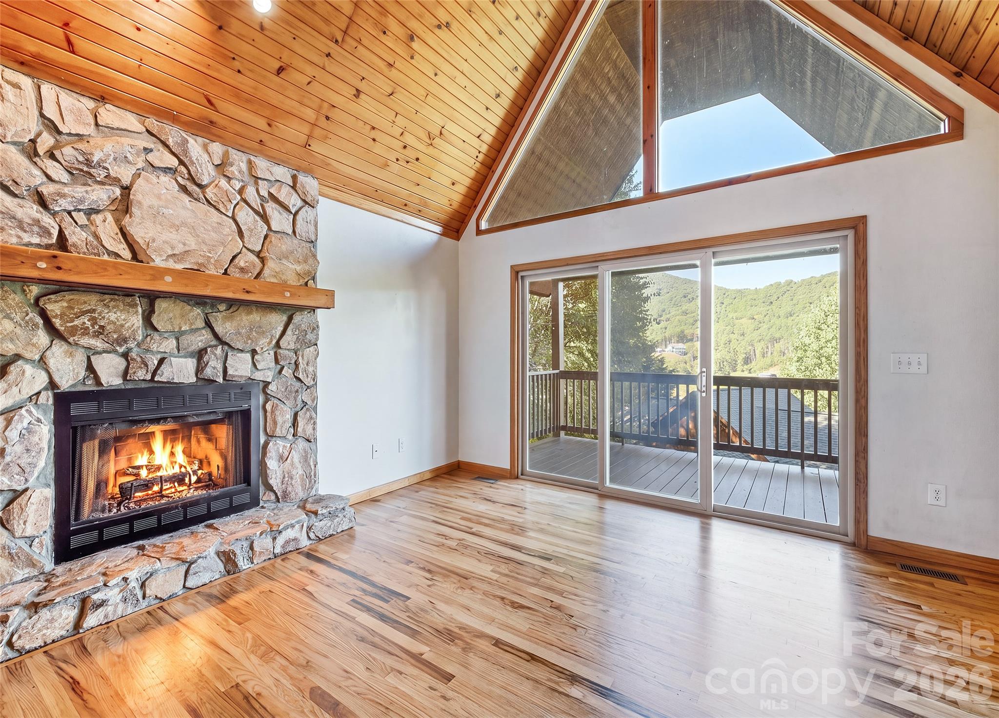 Wood-Burning Stone Fireplace - 144 Appalachian Trail, Maggie Valley