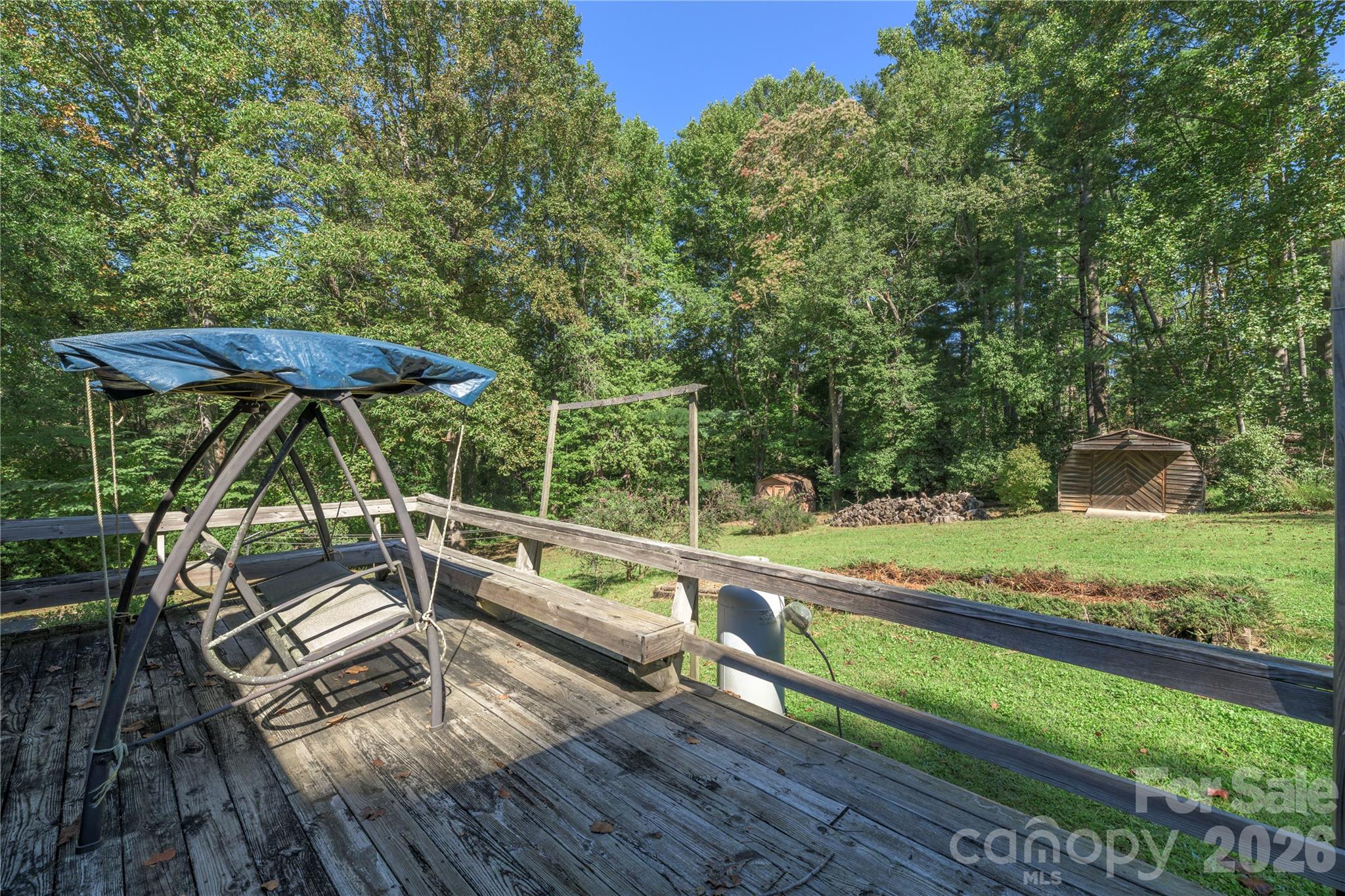 Wooden Deck overlooking Back Yard - 2882 Butler Bridge Road, Mills River