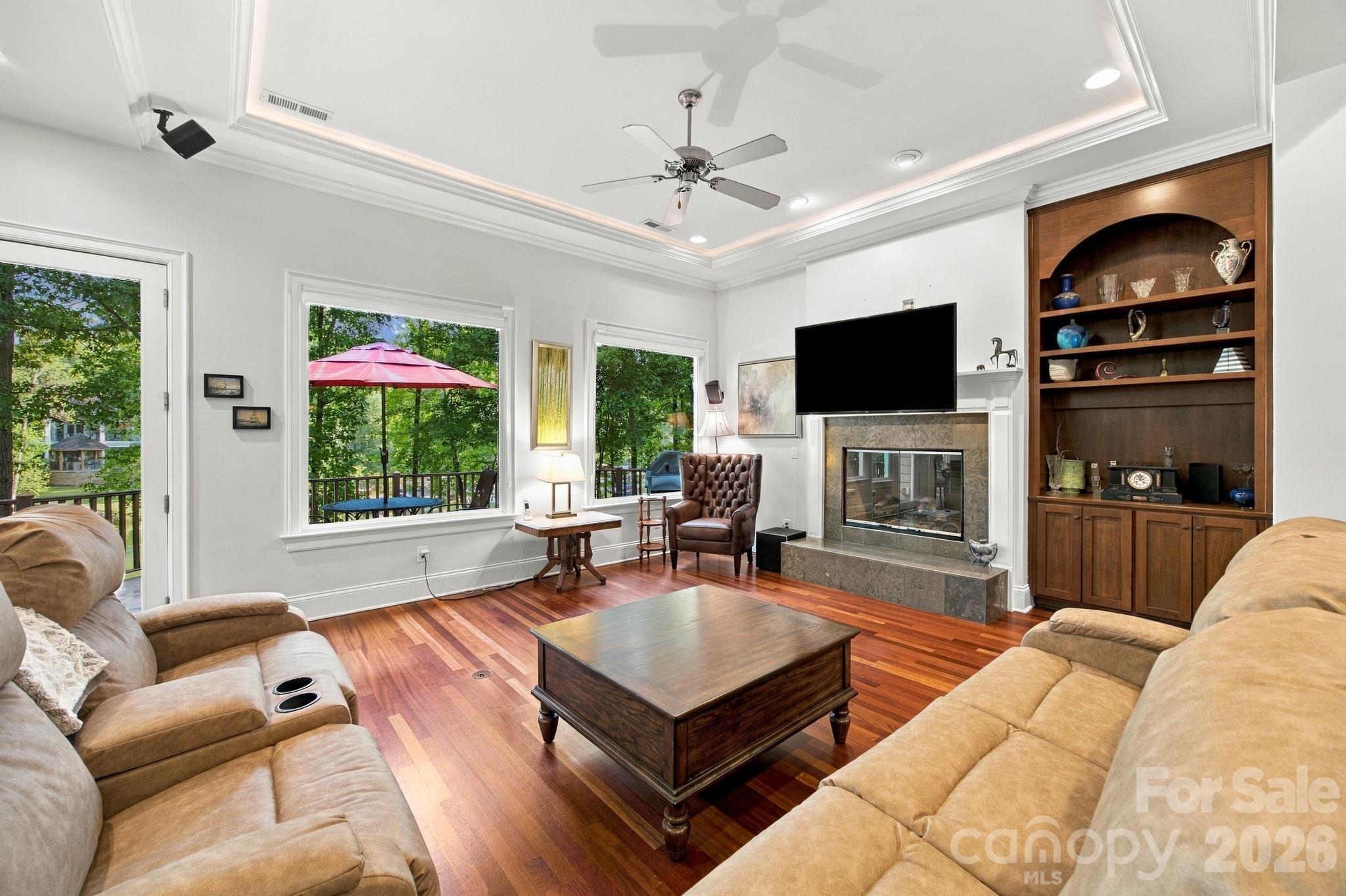 Great Room w/TV partially down - 119 Whaling Lane, Mooresville