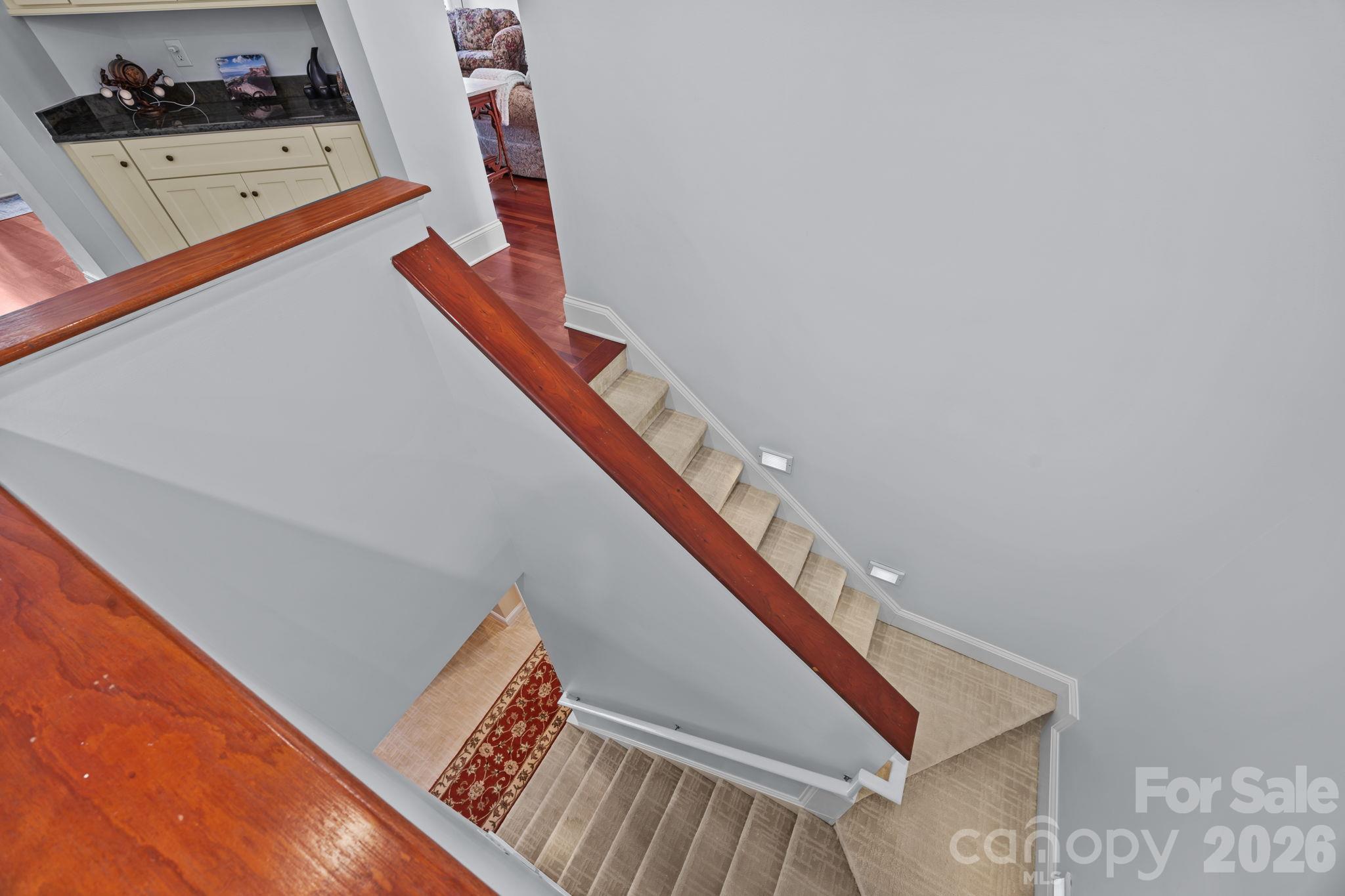 Open Staircase with landing to lower level - 119 Whaling Lane, Mooresville