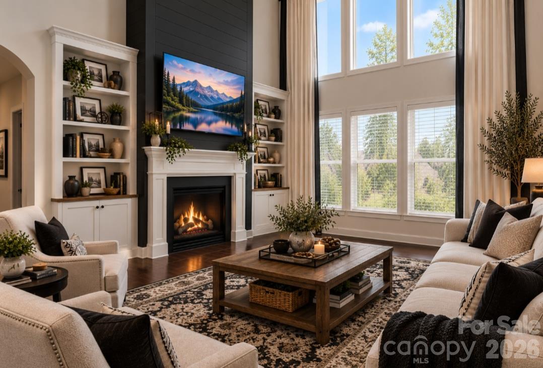 Virtual Photo of the Great Room with a Wall of Windows. Beautiful!! - 6071 Drave Lane, Fort Mill
