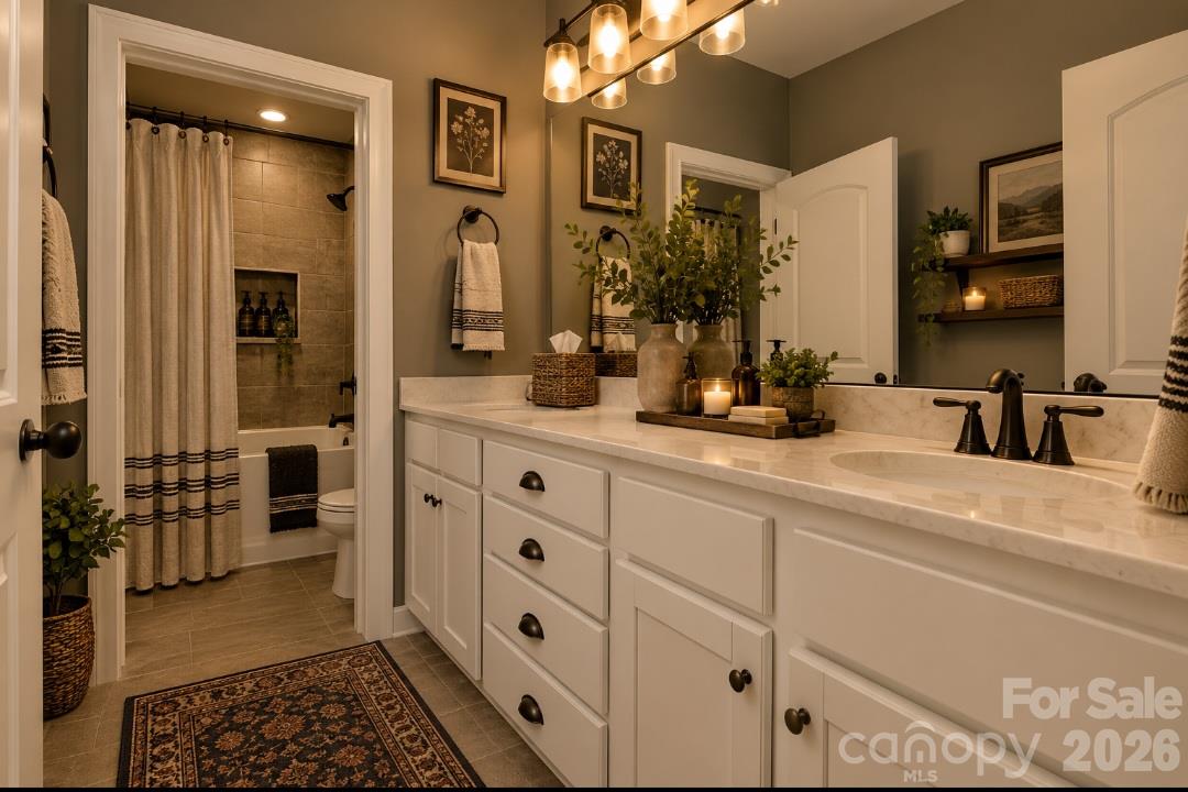 Upstairs Bathroom Virtually Staged. - 6071 Drave Lane, Fort Mill