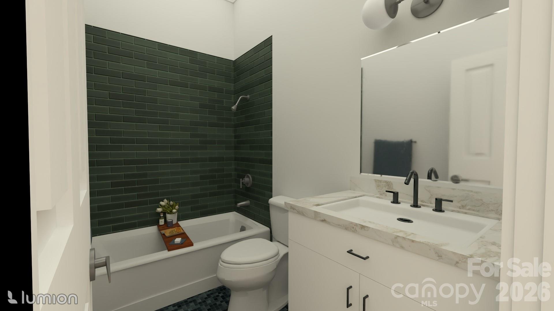 Guest bathroom rendering - 77 Al Dorf Drive, Weaverville